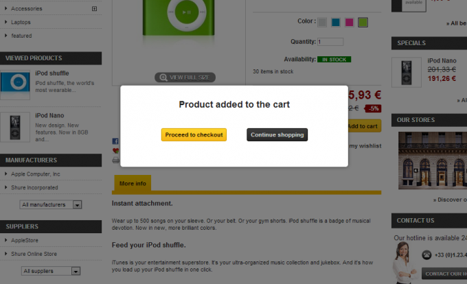 Our new "add to cart" animation for Prestashop
