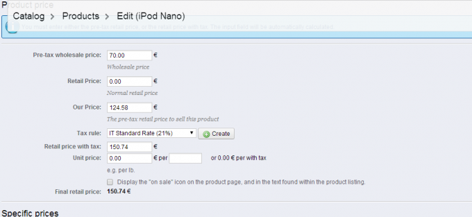 RRP price added to the Prestashop Back Office