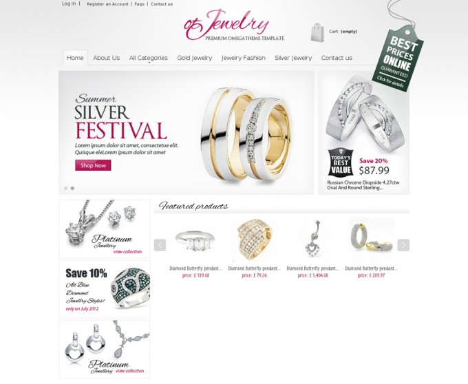 Free PrestaShop Theme for Jewelry Website