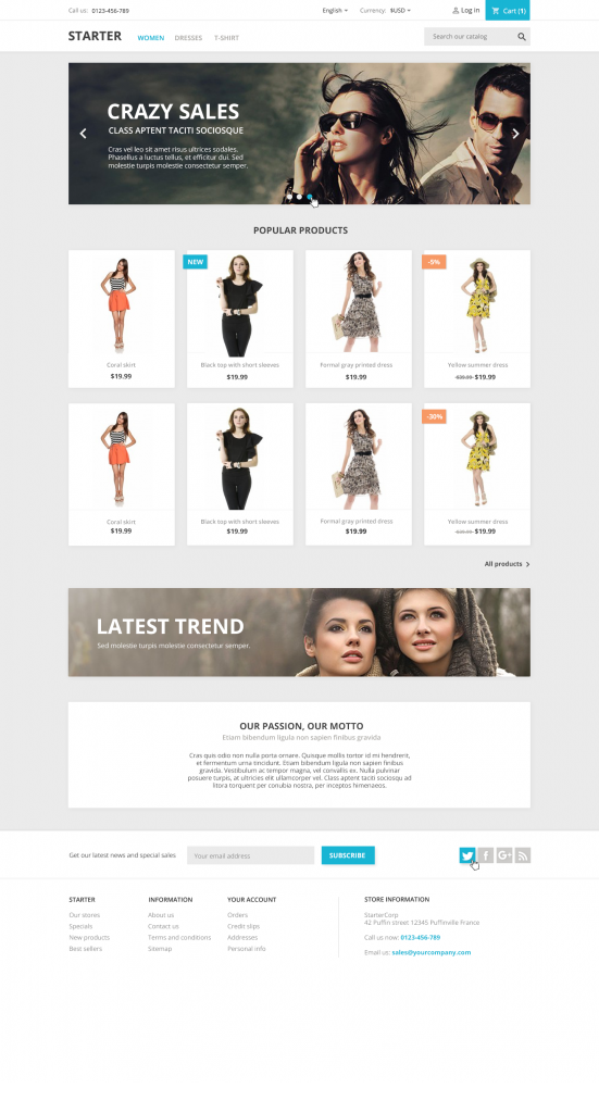 PrestaShop 1.7's new Theme Homepage