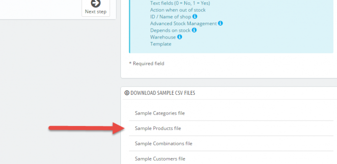 PrestaShop Sample CSV File Download