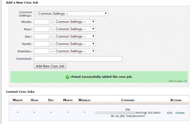 PrestaShop Backup cron job settings