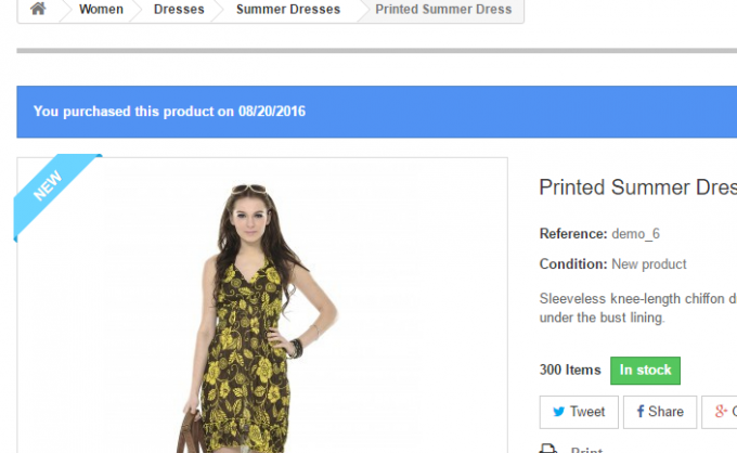 Product bought label in PrestaShop